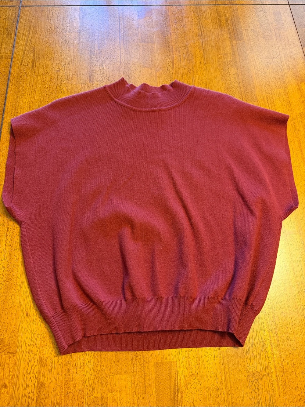 Women's Wine Mock Neck Short-Sleeve Sweater